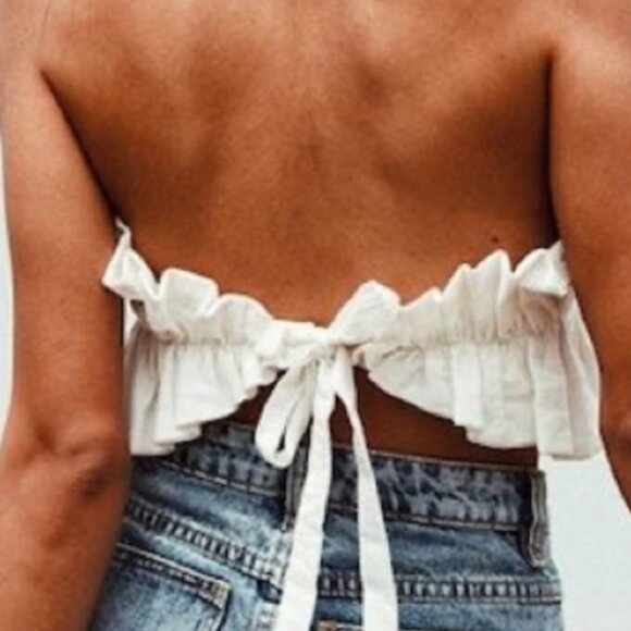 Cloud Ten Ruffle Strapless Top Crop Festival Boho Coastal Fairycore Coachella-S - Picture 7 of 10